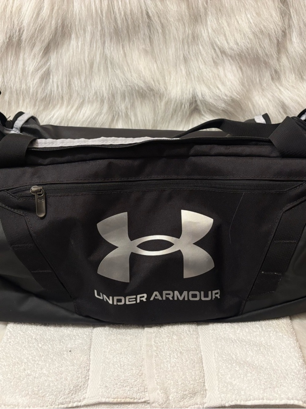 Under Armour Black Duffel Bag with Silver Logo